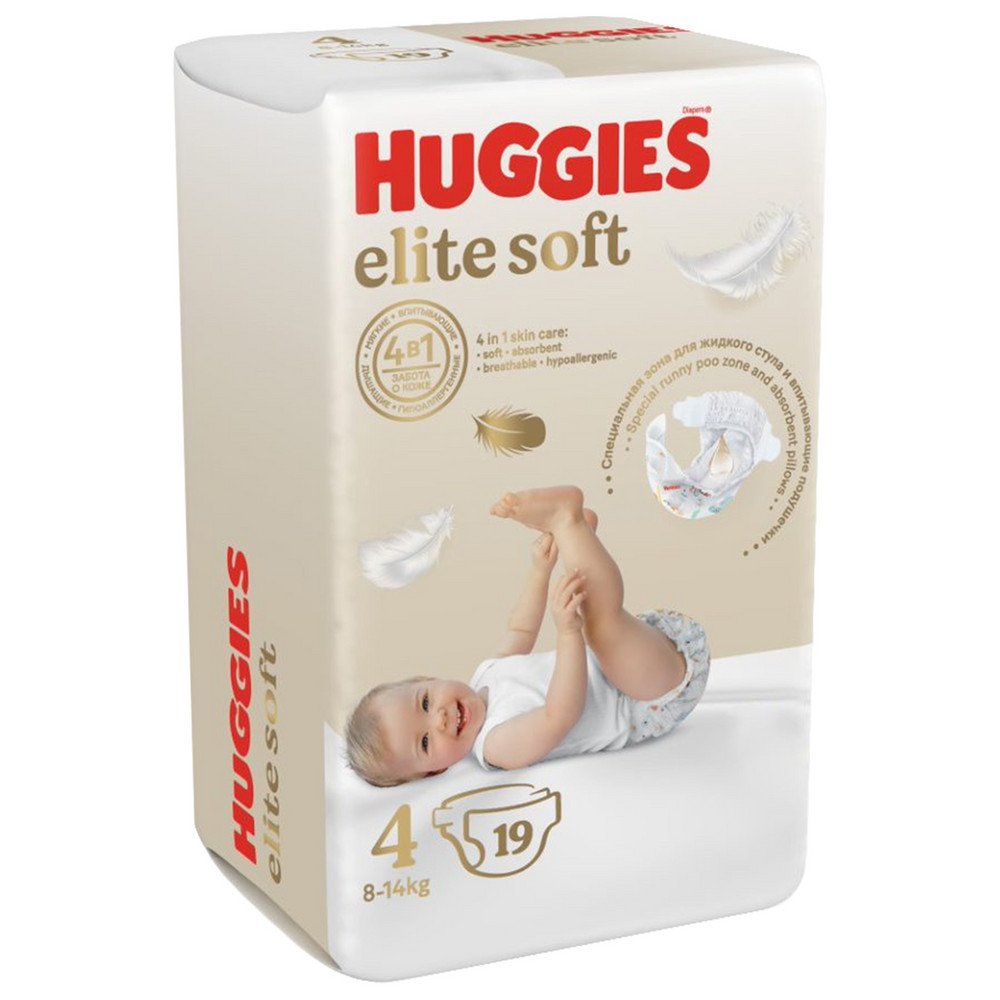 Подгузники Huggies Elite Soft 8-14кг 4 размер 19шт - цена 766 руб., купить  в интернет аптеке в Москве Подгузники Huggies Elite Soft 8-14кг 4 размер  19шт, инструкция по применению