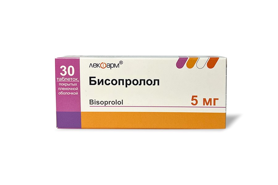 Изображение товара Бисопролол 5 мг таблетки 30 шт. покрытые пленочной оболочкой для гипертонии и сердечных заболеваний