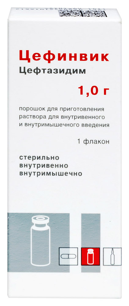 Изображение товара Цефинвик порошок для приготовления раствора для внутривенного и внутримышечного введения 1 гр флакон 1 шт.