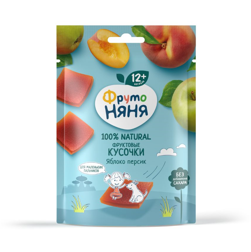 Изображение товара Фрутоняня фруктовые кусочки из яблок и персиков 53 гр