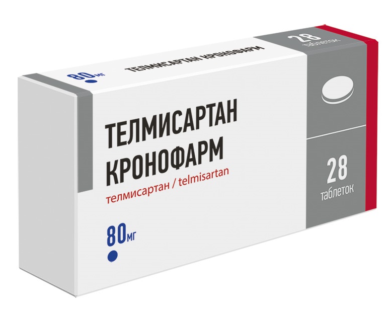 Изображение товара Телмисартан Кронофарм 80 мг 28 шт блистер таблеток для лечения гипертензии