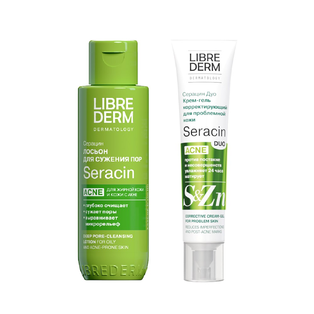 Изображение товара Набор Librederm Серацин (Seracin): лосьон для очищения пор 100мл + крем-гель для проблемной кожи