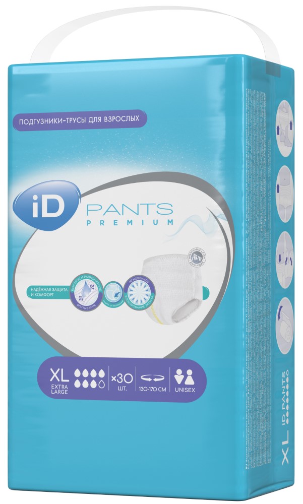 Изображение товара Трусы для взрослых ID pants premium XL 30 шт. для защиты при недержании мочи