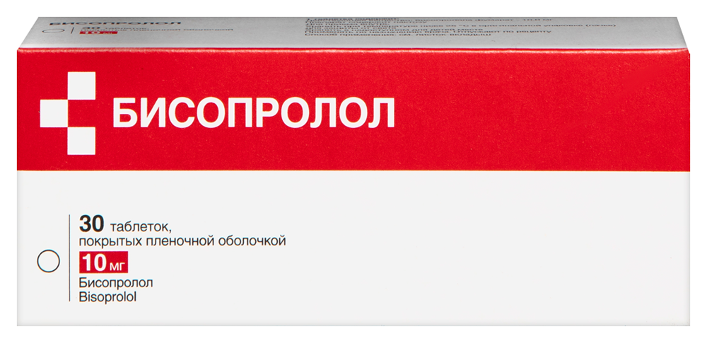Изображение товара Бисопролол 10 мг таблетки для лечения гипертензии и ишемической болезни сердца