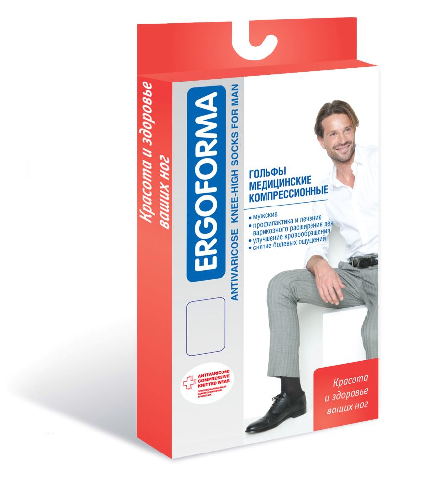 Изображение товара Компрессионные гольфы мужские класс 2 Эргформфо, открытый носок, черные, размер 5