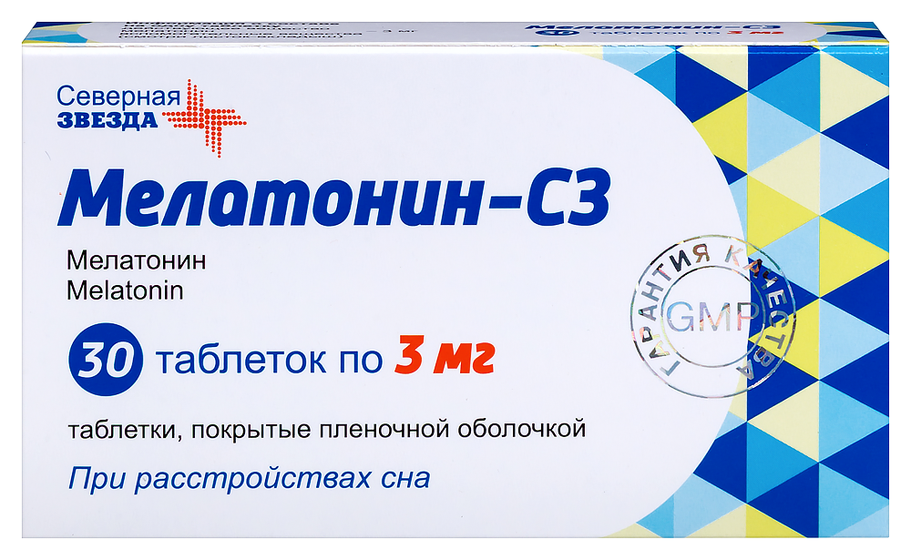 Изображение товара Мелатонин-СЗ 3 мг таблетки 30 шт. для улучшения сна