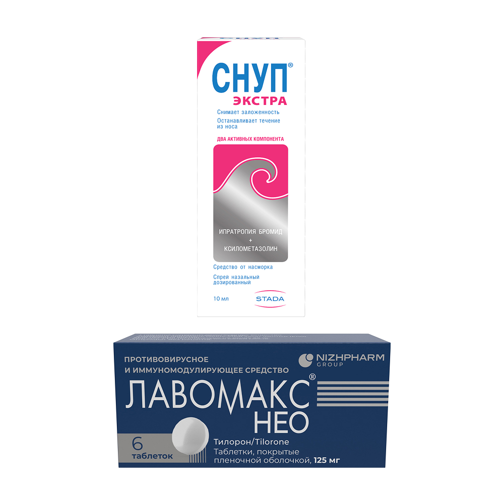 Изображение товара Набор Лавомакс Нео 6 табл + Снуп Экстра спрей назальный со скидкой Изображение товара Набор Лавомакс Нео 6 табл + Снуп Экстра спрей назальный со скидкой