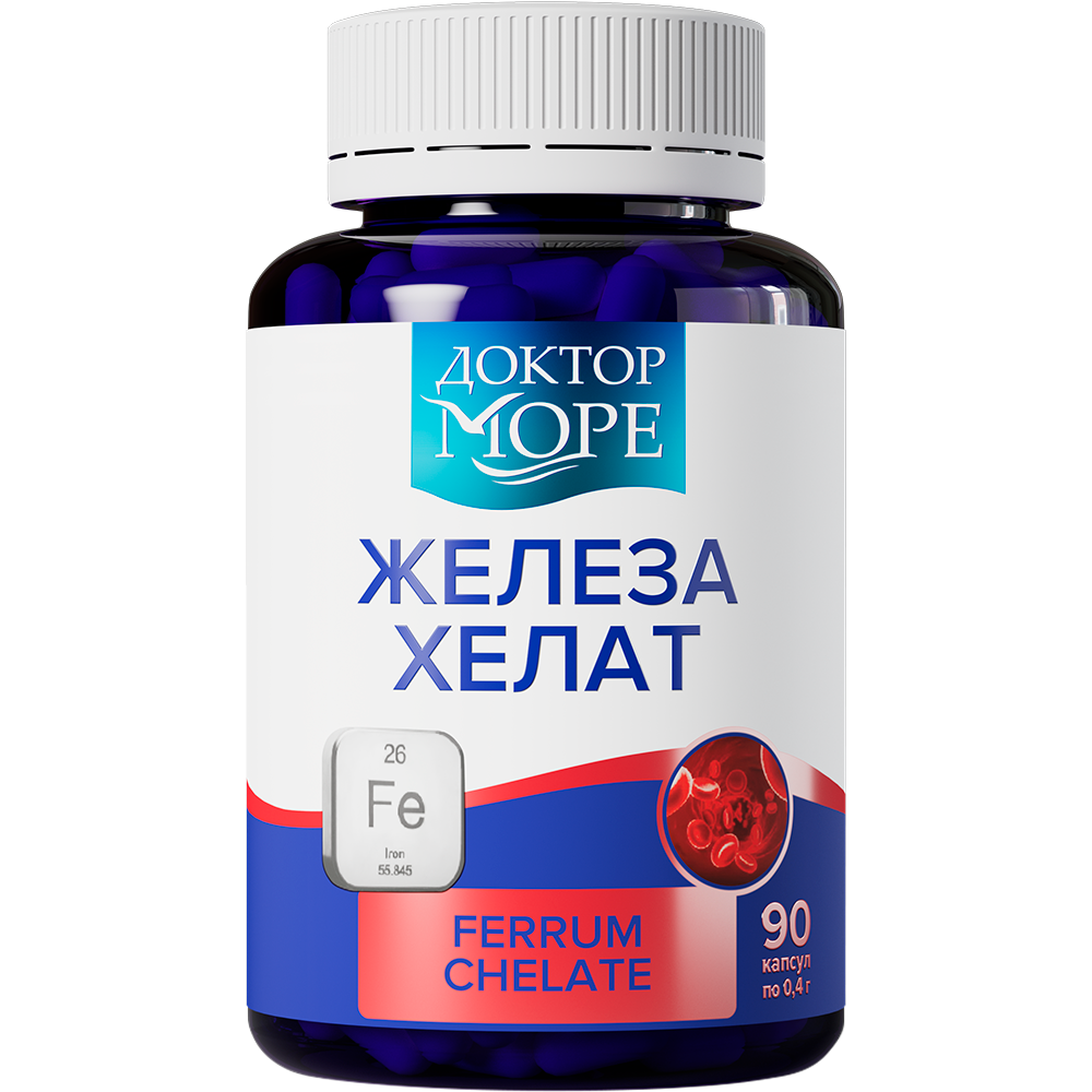 Изображение товара Доктор море железа хелат 90 капсул по 400 мг для поддержки здоровья и энергии
