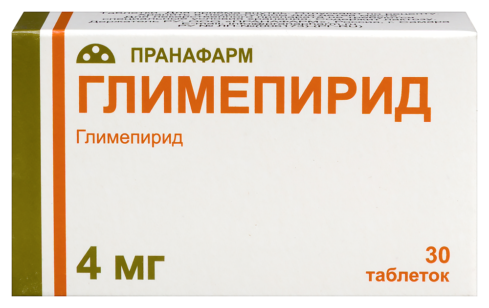 Изображение товара Глимепирид 4 мг 30 таблеток для лечения сахарного диабета 2 типа
