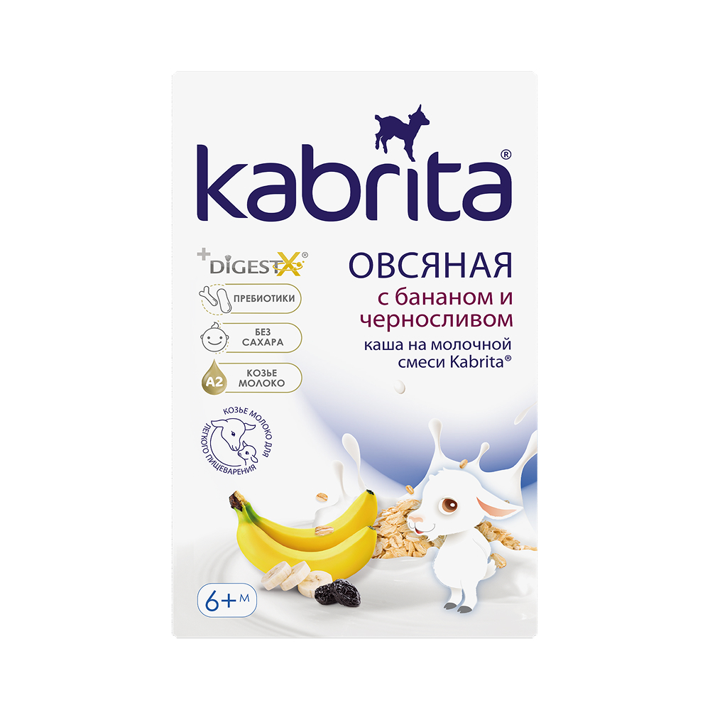 Изображение товара Kabrita каша овсяная на козьем молочке с бананом и черносливом 180 гр