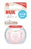 Купить Nuk соска-пустышка ортодонтической формы из латекса baby rose 6-18 м/с контейнером/зайчик цена