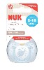 Купить Nuk соска-пустышка ортодонтической формы из латекса baby blue 6-18 м/с контейнером/слоник цена