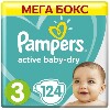 Купить Pampers active baby-dry подгузники размер 3 124 шт. цена