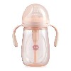 Купить Happy baby бутылочка для кормления с ручками с силиконовой соской антиколиковая широкое горло 0+ 300 мл/розовый цена