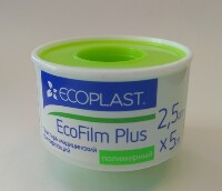 Ecoplast пластырь медицинский фиксирующий полимерный ecofilm plus 2,5x5