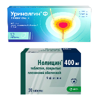Изображение товара Набор Уриналгин ф 100 мг 12 шт. таблетки и Нолицин 400 мг 20 шт. таблетки