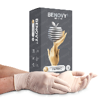 Изображение товара Перчатки смотровые benovy латексные нестерильные опудренные текстурированные на пальцах s 50 пар