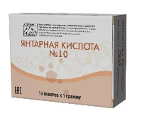 Изображение товара Янтарная кислота 10 шт. пакет порошок массой 1 гр