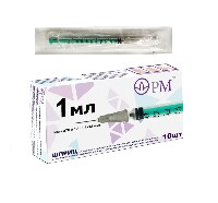 Изображение товара Шприц 1 мл трехдетальный c иглой 27g (0,4х12 мм) 10 шт./премьер -мед/