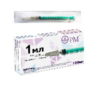 Изображение товара Шприц туберкулиновый 1 мл трехдетальный c иглой 27g (0,4х12 мм) 100 шт./коробка/премьер-мед/