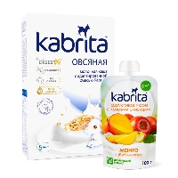 Изображение товара Набор KABRITA каша овсяная 180,0 + KABRITA пюре фруктовое с козьими сливками Манго