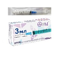 Изображение товара Шприц 3 мл трехдетальный c иглой 23g (0,6х25 мм) 100 шт./премьер -мед/