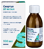 Изображение товара Скертцо 20 мг/мл флакон порошок для приготовления суспензии для приема внутрь 100 мл комплектность мерный шприц с насадкой