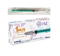 Изображение товара Шприц инсулиновый 1 мл 100 ин/ЕД трехдетальный c иглой 27g (0,4х12 мм) 10 шт./премьер -мед/