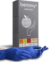 Изображение товара Перчатки смотровые benovy латекс нестерильные неопудренные повышенной прочности m 25 шт. пар/синий