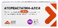 Изображение товара Аторвастатин-алси 40 мг 90 шт. таблетки, покрытые пленочной оболочкой
