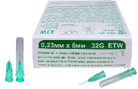 Изображение товара Иглы медицинские стерильные одноразовые sfm 32g 0,23 ммх6 мм etw 50 шт.
