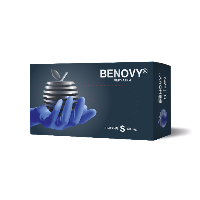 Изображение товара Перчатки смотровые benovy нитриловые нестерильные неопудренные текстурированные на пальцах хлорированные s 50 пар/сиренево-голубой/