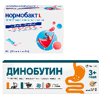 Изображение товара НАБОР ДИНОБУТИН 0,0089/Г 100,0 ГЕЛЬ Д/ПРИЕМА ВНУТРЬ С АРОМАТОМ КЛУБНИКИ+ЛОЖКА ДОЗИР + НОРМОБАКТ L N10 САШЕ ПО 3,0 закажи со скид