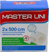 Лейкопластырь master uni медицинский фиксирующий на полимерной основе 2x500 см