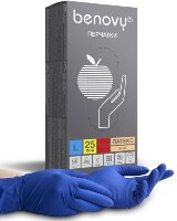 Изображение товара Перчатки смотровые benovy латексные нестерильные неопудренные повышенной прочности l 25 шт. пар/синий