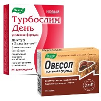 Изображение товара Набор ТУРБОСЛИМ ДЕНЬ УСИЛЕННАЯ ФОРМУЛА N30 КАПС ПО 0,38Г + ОВЕСОЛ УСИЛЕННАЯ ФОРМУЛА N60 ТАБЛ ПО ПО 0,58Г