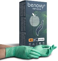 Изображение товара Перчатки смотровые benovy нитриловые нестерильные неопудренные m 50 пар/зеленый/