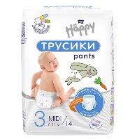 Bella baby happy подгузники-трусики гигиенич для детей размер 3/midi 6-11 кг 14 шт.