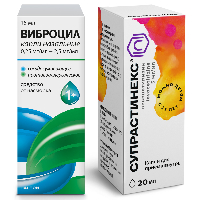 Изображение товара Набор СУПРАСТИНЕКС 0,005/МЛ 20МЛ ФЛАК КАПЛИ+Виброцил 35,125 мкг/доза+351,25 мкг/доза (95 доз) флакон спрей назальный дозированны