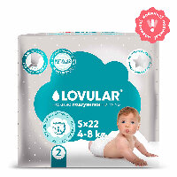 Изображение товара Lovular hot wind подгузники детские размер s 4-8 кг 22 шт.