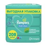 Pampers салфетки fresh clean детские 52 шт. х 4