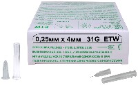Изображение товара Иглы медицинские стерильные одноразовые sfm 31g 0,25 ммх4 мм etw 50 шт.