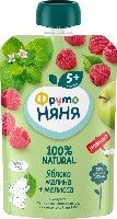 Изображение товара Фрутоняня пюре из яблок и малины с мелиссой 90 гр