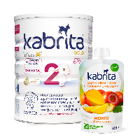 Изображение товара Набор KABRITA 2 GOLD СМЕСЬ СУХ НА КОЗЬЕМ МОЛОКЕ 800 гр + KABRITA пюре фруктовое с козьими сливками Манго