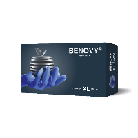 Изображение товара Перчатки смотровые benovy нитриловые нестерильные неопудренные текстурированные на пальцах хлорированные xl 50 пар/черный