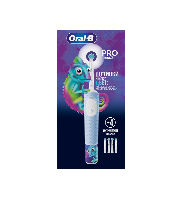 Изображение товара Oral-b зубная щетка pro kids 3+/тип 3708/с насадкой pro kids chameleon/электр/голубая+со смен насадкой pro kids chameleon 4 шт.
