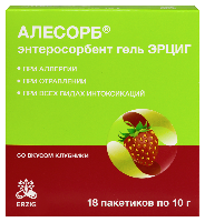 Erzig энтеросорбент гель эрциг алесорб со вкусом клубники 18 шт. гель пакет-саше массой 10 гр