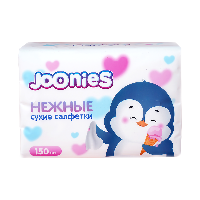 Изображение товара Joonies салфетки сухие бумажные (белые) для детей 150 шт.