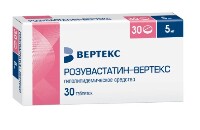 Розувастатин-вертекс 5 мг 30 шт. блистер таблетки, покрытые пленочной оболочкой
