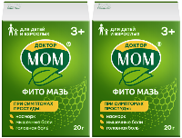 Изображение товара ДОКТОР МОМ® ФИТО МАЗЬ 1 шт х 2, 20 г. при гриппе и простуде, при насморке, заложенности носа, мышечных болях, болях в спине, 3+